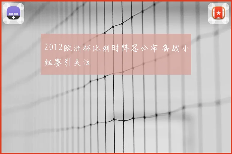 2012欧洲杯比利时阵容公布 备战小组赛引关注